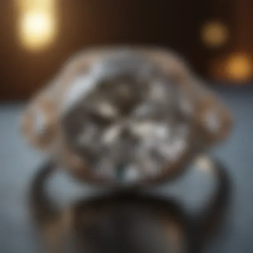 Detailed view of a diamond ring with a professional appraisal document