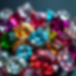 A close-up of various gemstones showcasing their brilliance and color diversity