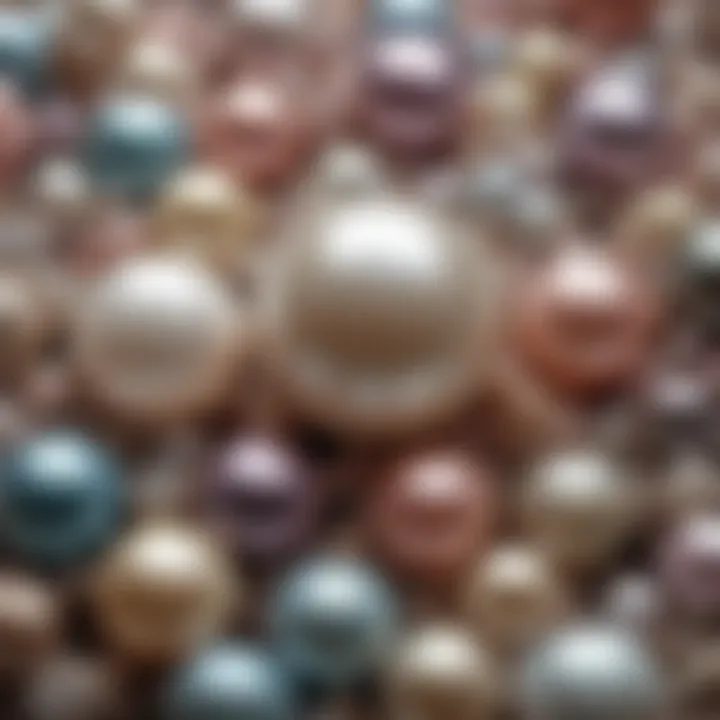 An elegant arrangement of various types of pearls highlighting their diverse colors and shapes.