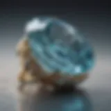 Close-up of an aquamarine gemstone showcasing its clarity and color