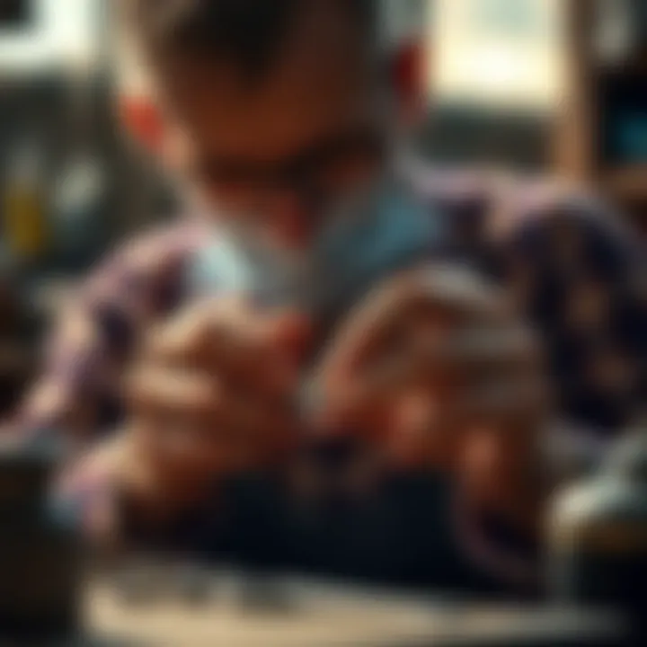 An artisan at work, carefully crafting a vintage-style bridal ring