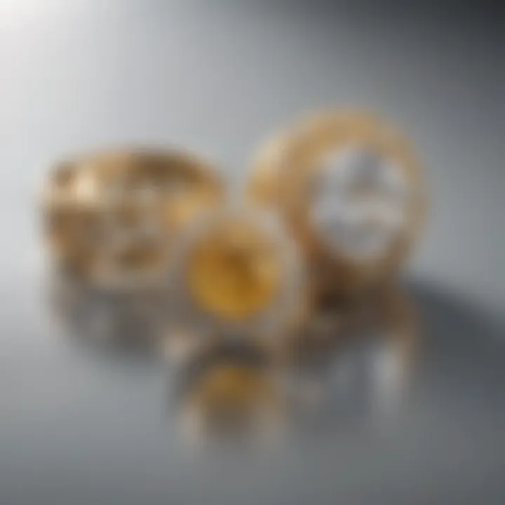 An elegant display of both white and yellow gold pieces side by side