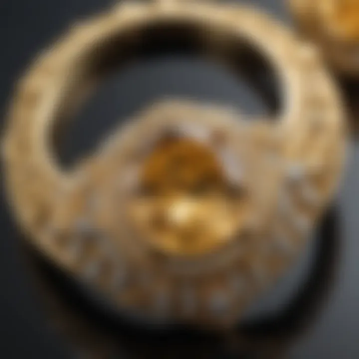 An exquisite piece of yellow gold jewelry reflecting its warm tones