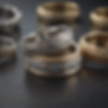 Close-up of various metals for wedding bands