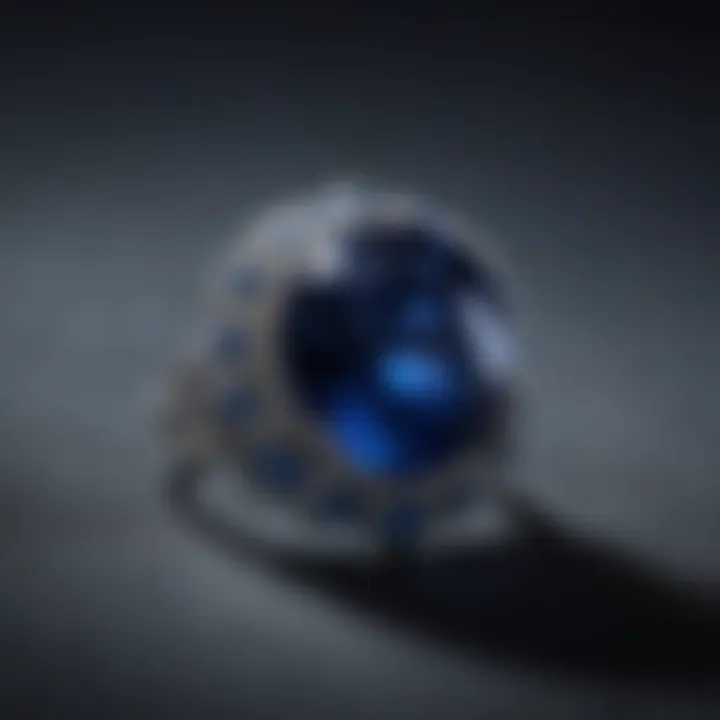 A close-up of a sapphire highlighting its deep blue color and sparkle