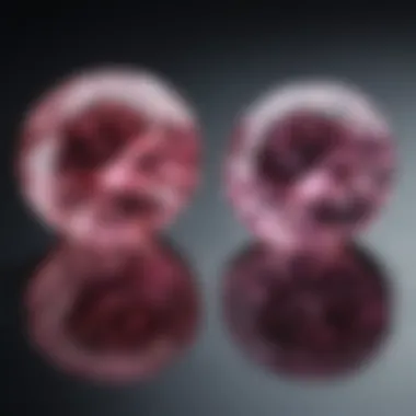 Side-by-side comparison of pink sapphire and pink diamond