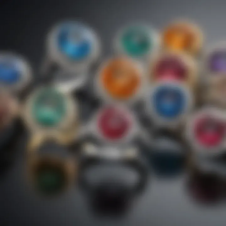 A beautiful display of assorted gemstone rings