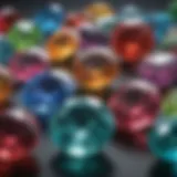 Close-up view of various gemstones showcasing their colors and cuts