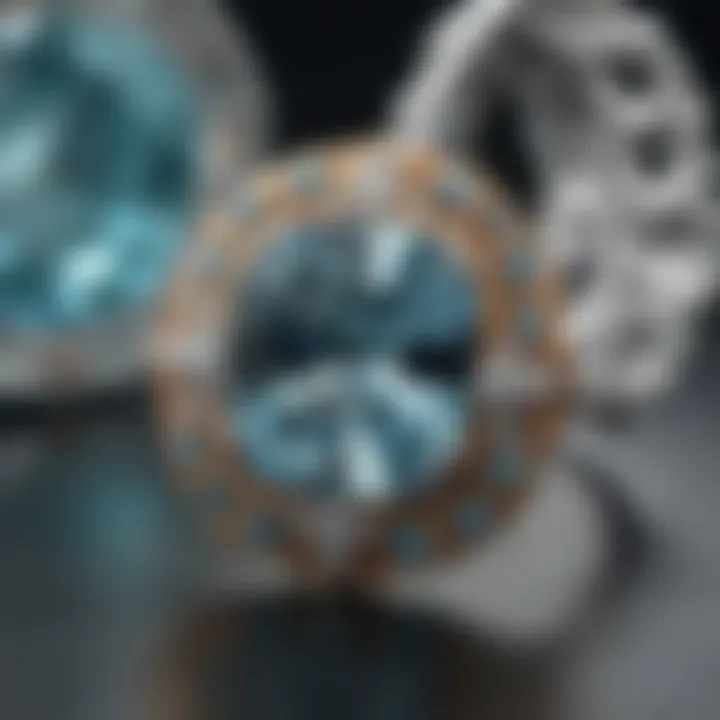 Artisan crafting a piece of jewelry with aquamarine and diamonds