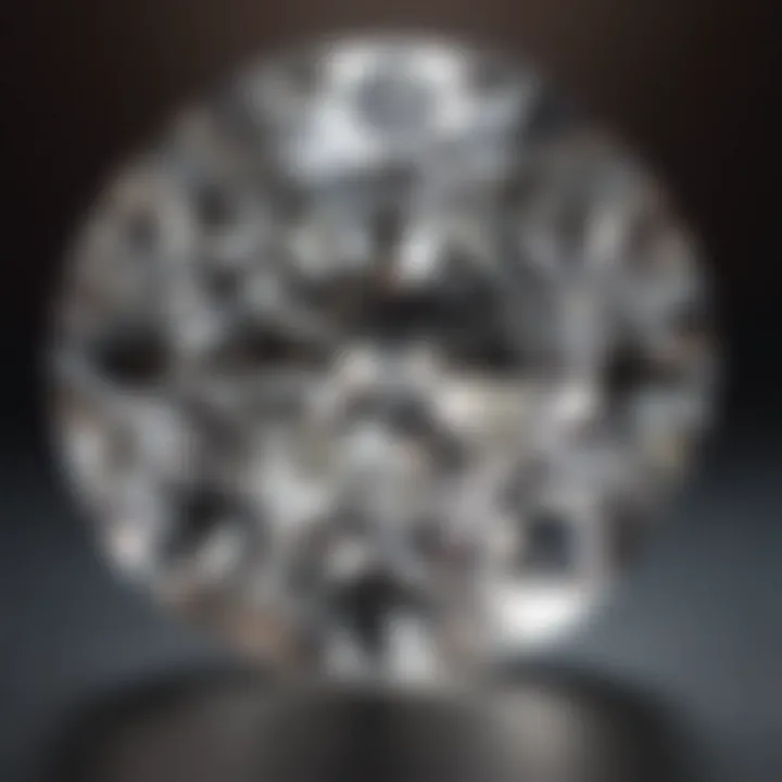 Close-up of a round diamond highlighting its depth