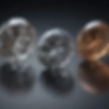 Comparison chart of diamond sizes in various settings