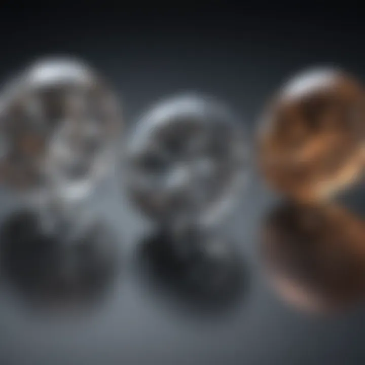 Comparison chart of diamond sizes in various settings