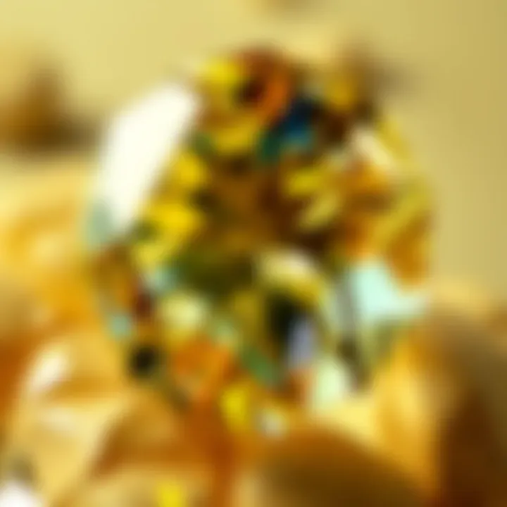 A close-up view of a valuable gemstone showcasing its features