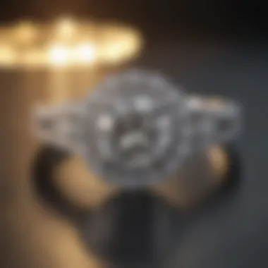 Modern halo engagement ring with sparkling diamonds encircling the center stone