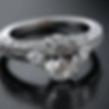 Detailed examination of an oval engagement ring with a focus on its unique characteristics