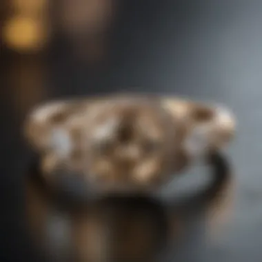 Close-up of a beautifully crafted engagement ring made from affordable materials.