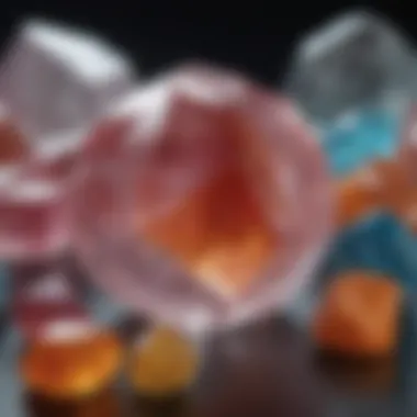 An array of color quartz used in alternative therapies, highlighting its healing properties.