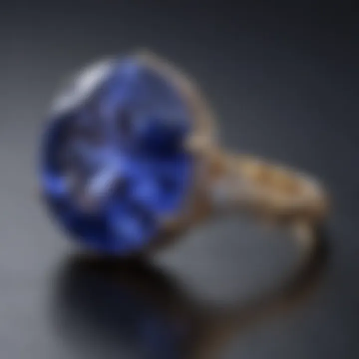 Deep blue tanzanite stone reflecting its mesmerizing shade