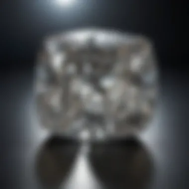 Historical cushion cut diamond on display