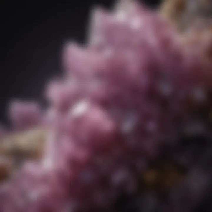 A detailed view of Lepidolite with its unique lilac color and mica inclusions.