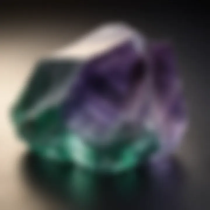 A polished piece of Fluorite displaying its striking purple and green banding.