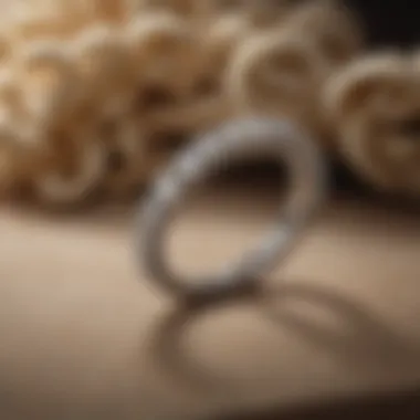Prong Setting Eternity Band Elegant prong setting showcasing a brilliant diamond eternity band against a plush velvet background.