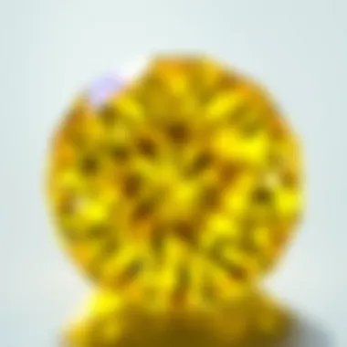 Close-up of a fancy yellow diamond showcasing its vibrant color