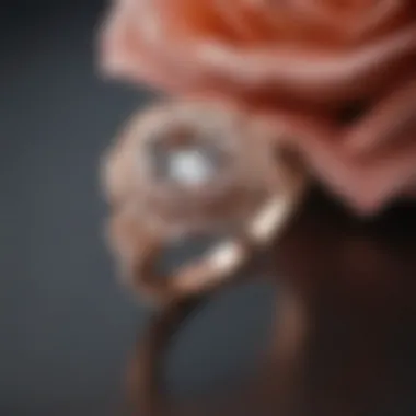 Elegant vintage flower engagement ring with rose gold band