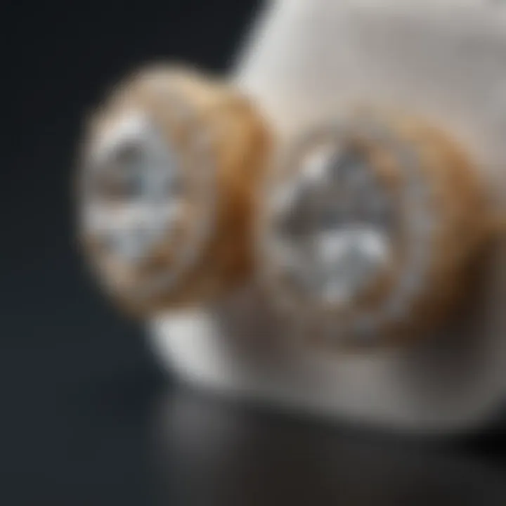 Close-up view of high-quality diamond stud earrings showcasing brilliance and clarity