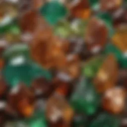 A stunning collection of green and brown crystals showcasing their unique color interplay.