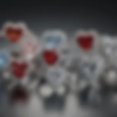 A collection of various heart shaped diamond ring styles showcased together