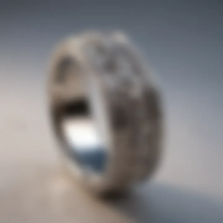 Close-up of a vintage-inspired wedding band crafted with intricate detailing