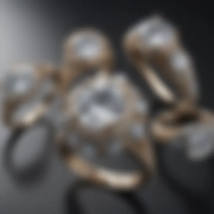 Artistic representation of various moissanite ring designs