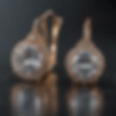 Close-up of diamond earrings showcasing their brilliance