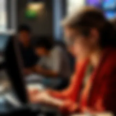 Buyer Engaged in Online Bidding A buyer engaged in an online bidding session, focused and eager.