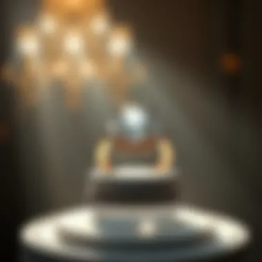 Luxurious Diamond Ring on Display A luxurious diamond ring showcased on an elegant pedestal.
