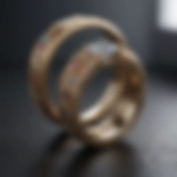 Unique handcrafted wedding ring set showcasing artisanal craftsmanship