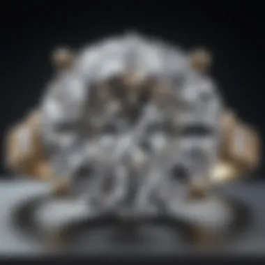 Close-up of a classic four-prong setting showcasing a brilliant cut diamond