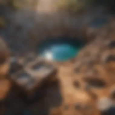 An aerial view of a public gem mining site, illustrating the landscape and the excitement of the search