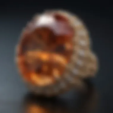 Close-up of a unique gemstone in a semi bezel setting