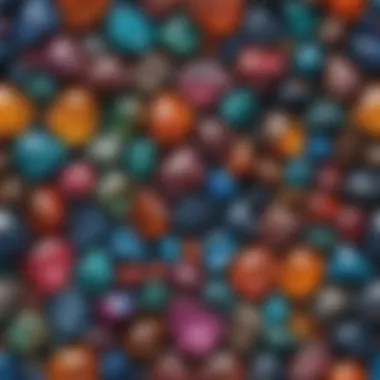 Vibrant Semi-Precious Stone Collection A stunning collection of semi-precious cut stones showcasing their vibrant colors and intricate patterns.
