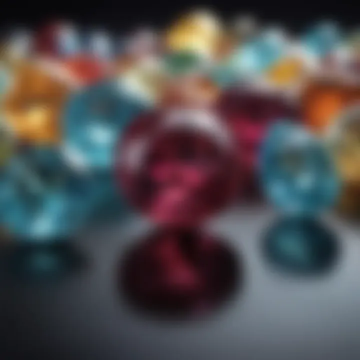 A visually appealing arrangement of gemstones reflecting their market value.