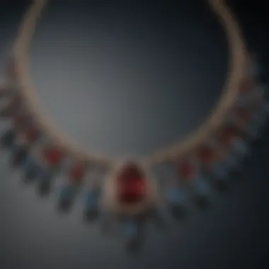 Display of blue Nile garnet necklaces showcasing their cultural heritage