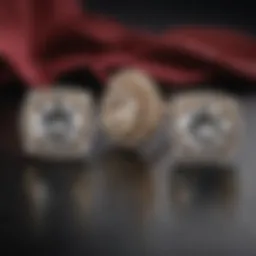 Elegant five carat diamond earrings displayed on a velvet background