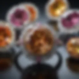 A stunning array of natural colored diamonds showcasing their unique hues.