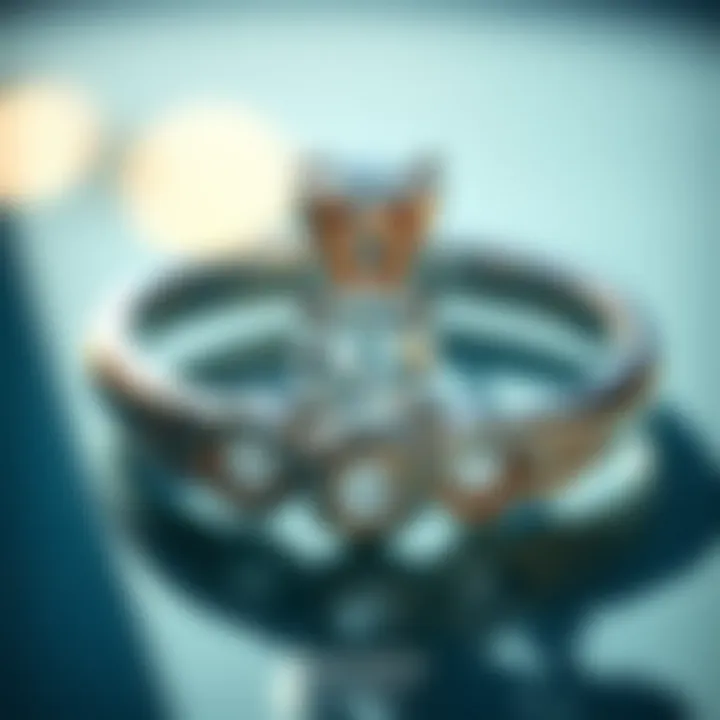 A close-up of a stunning Art Deco engagement ring featuring bold geometric designs.