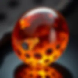 A stunning close-up of polished amber showcasing its rich hues and inclusions
