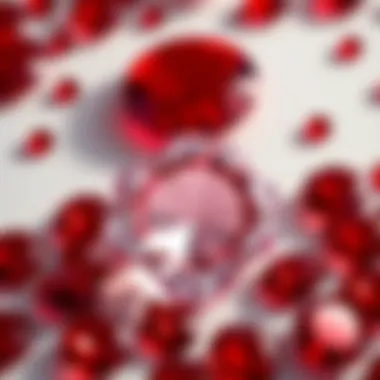 Artistic Arrangement of Red Glass Gems An artistic display of red glass gems arranged in a stunning composition