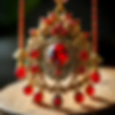 Historical Jewelry with Red Glass Gems Historical artifacts featuring red glass gems in ancient jewelry