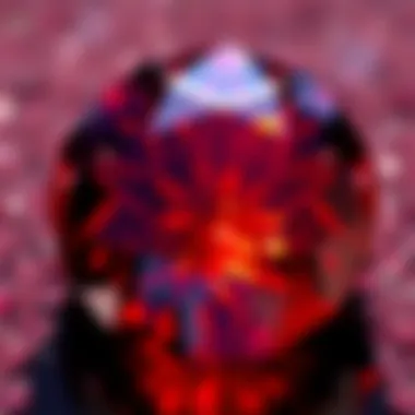 Intricate Facets of a Red Glass Gem Close-up of a radiant red glass gem showcasing its intricate facets and brilliance